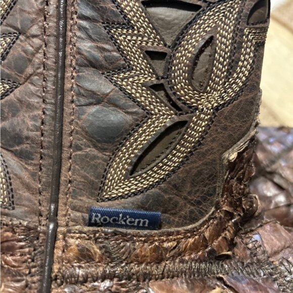 Rock’em RARE Pirarucu Hide Exotic Western Cowboy Boots - Picture 2 of 6